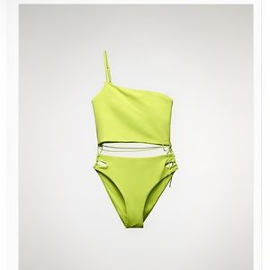 Zara one shoulder cut out bathing suit